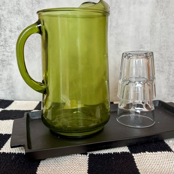 Vintage Green Glass Pitcher - Picture 2 of 2
